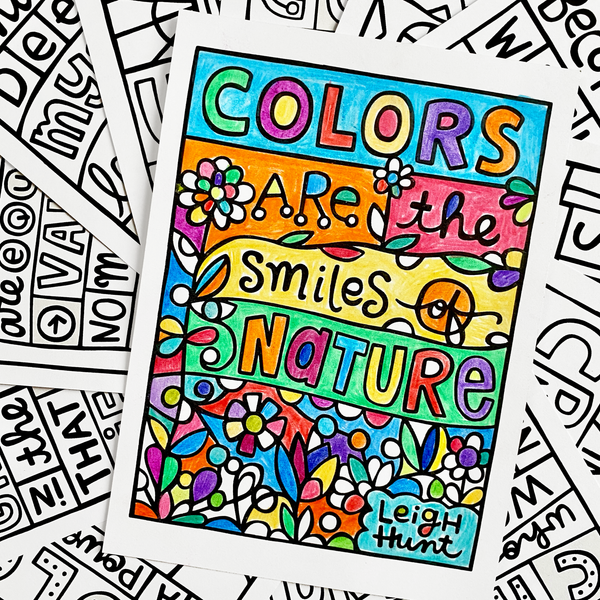 Colorful Quotes Coloring Cards