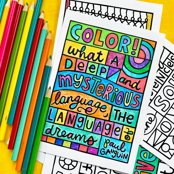 Colorful Quotes Coloring Cards